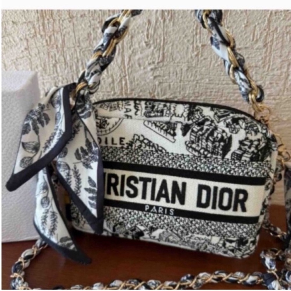 Dior Black and White Christian Dior Toile Crossbody Bag - Picture 5 of 16